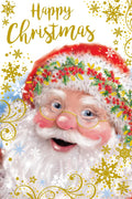 Open Christmas Card Traditional Santa Face 7.5" x 5" Lovely Verse