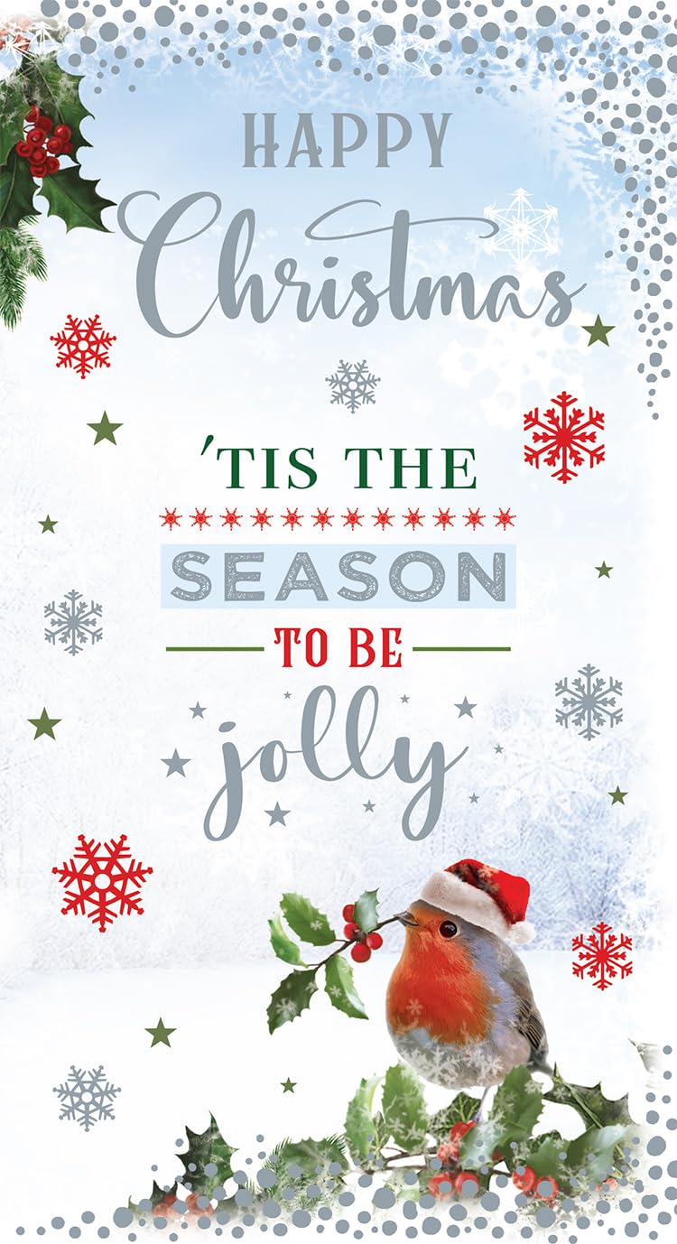 Open Christmas Card 'Tis The Season To Be Jolly 9" x 5"