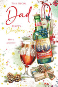Christmas Card To Special Dad Large Beer Glass Bottle Festive 15x23cm