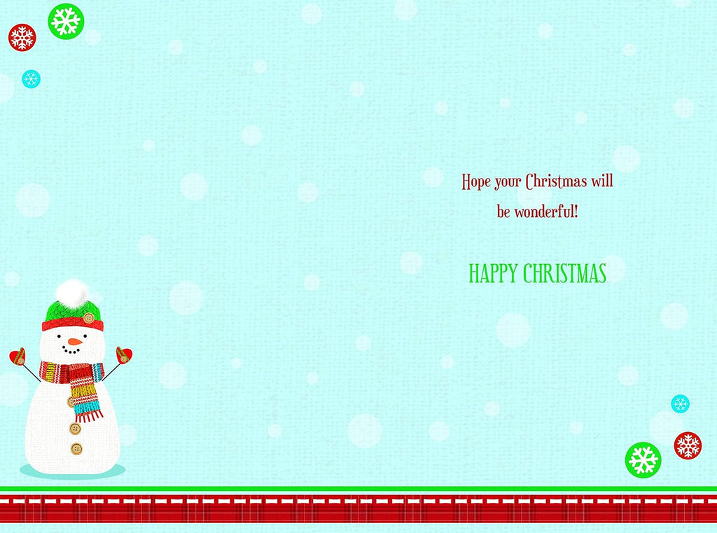 Brother Christmas Card Cute Snowman Hat Scarf & Snowflake Design Lovely Verse