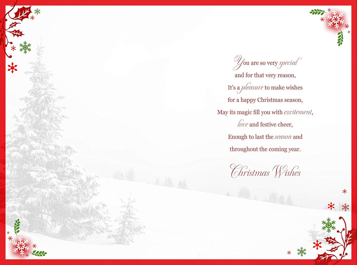 Wonderful Nanna Christmas Card  Deer In Snow & Holly Design Lovely Verse