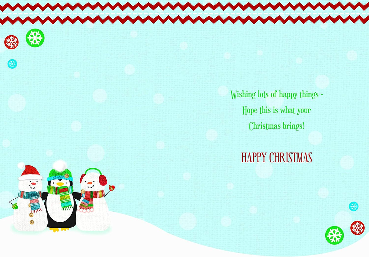 Mummy & Daddy Christmas Card Snowmen Scarf Snowflake Design Lovely Verse