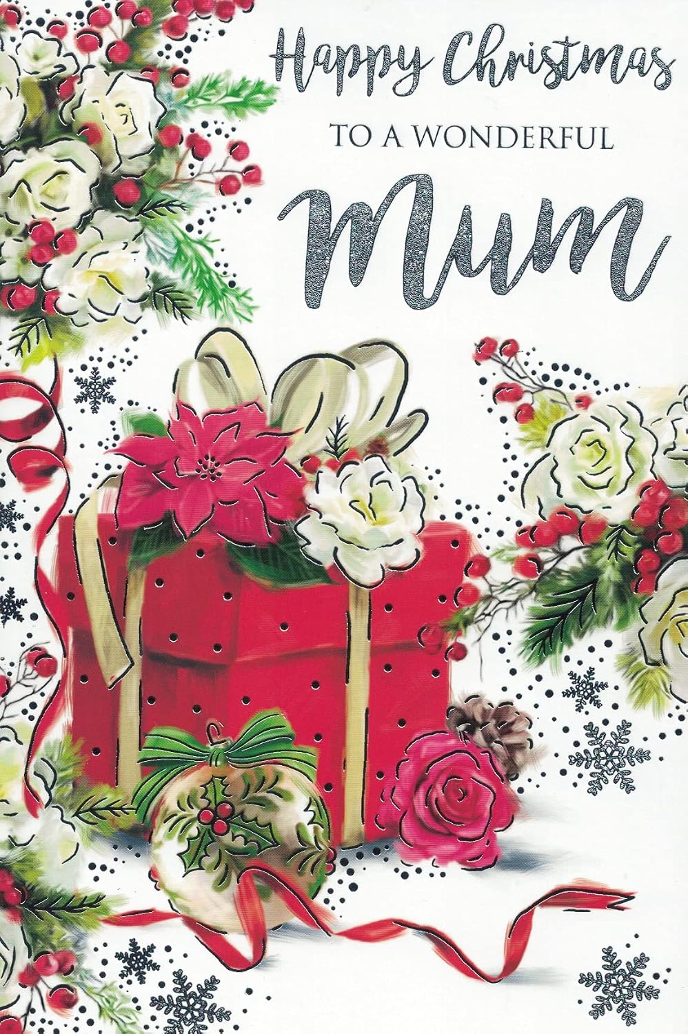 Mum Christmas Card, Traditional Xmas Design, 9 X 6 Inches, Xa002