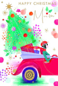 Mum Christmas Card Lady Car Christmas Tree & Bauble Design Lovely Verse