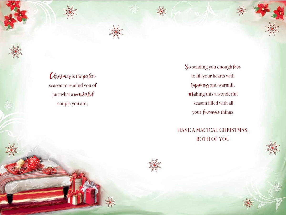 Sister & Brother In Law Christmas Card Open Fire Mantle Tea Design  Lovely Verse