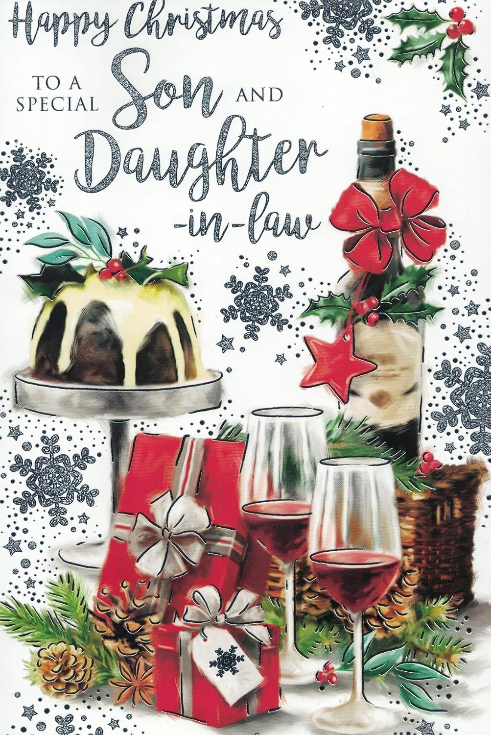 Son & Daughter In Law Christmas Card Traditional Xmas Design 9" X 6" XA071
