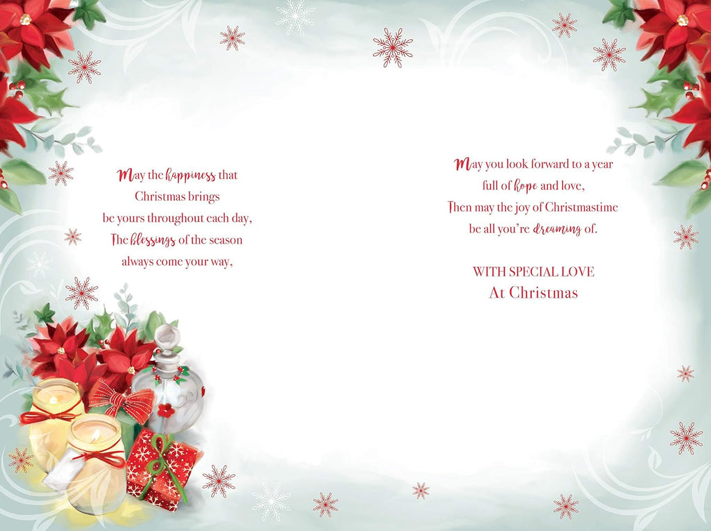 Nan Christmas Card Gift Candles Poinsettia & Holly Design Lovely Verse