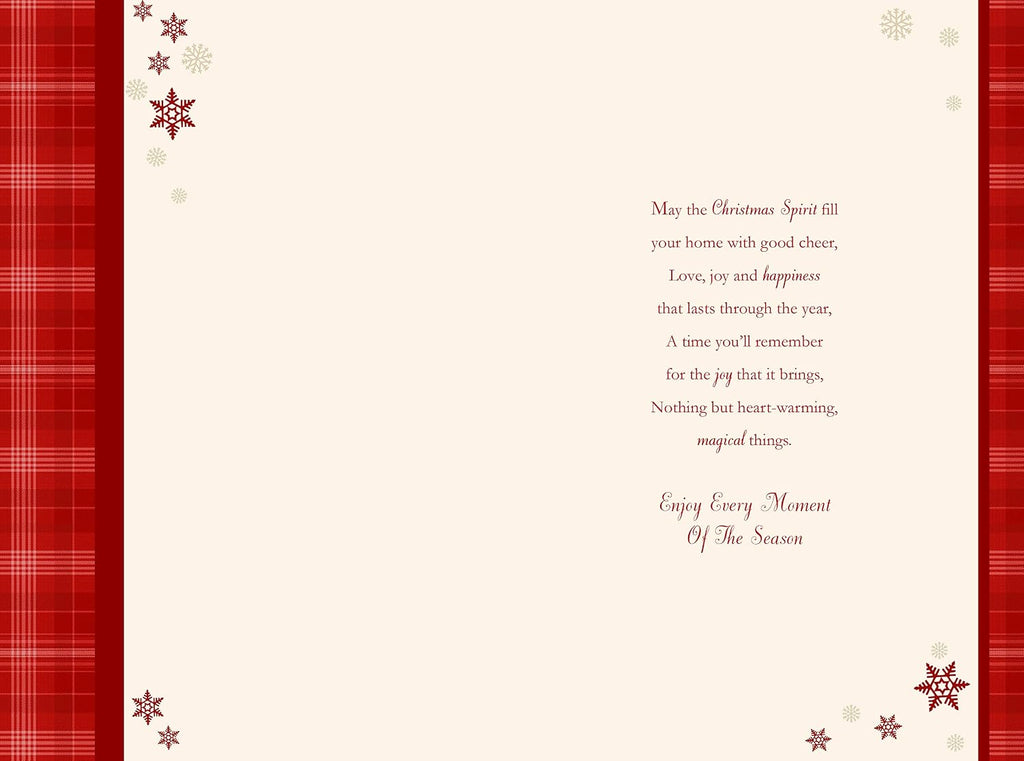 Mum & Partner Christmas Card Pine Cones Baubles & Gifts Design Lovely Verse