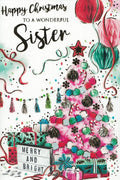 Sister Christmas Card, Traditional Xmas Design, 9 X 6 Inches, Xa025