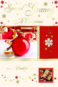 Special Granny Christmas Card Bauble Present & Snowflake Design Lovely Verse