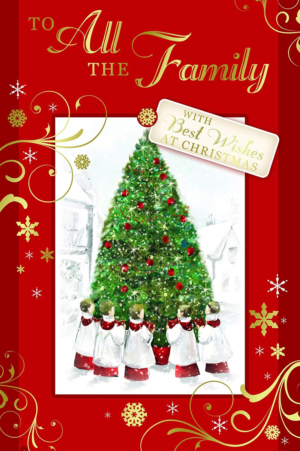 To All The Family Christmas Card Tree Bauble Choir Singing Design Lovely Verse