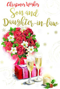 Son & Daughter In Law Christmas Card Flowers Presents Gift  Design Lovely Verse