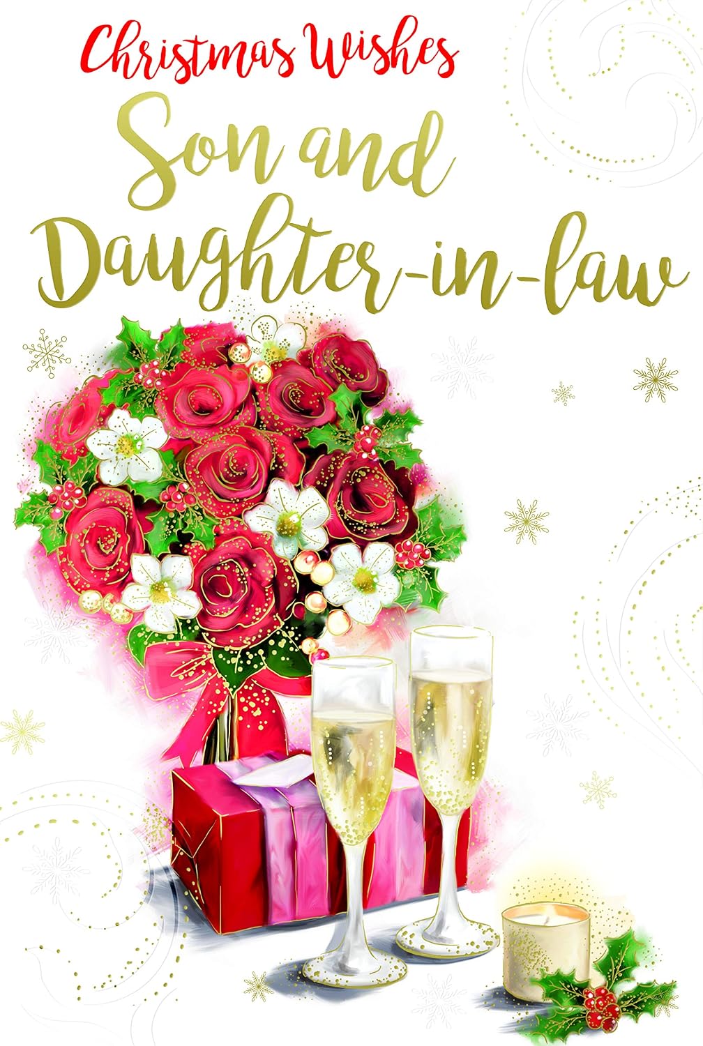 Son & Daughter In Law Christmas Card Flowers Presents Gift  Design Lovely Verse