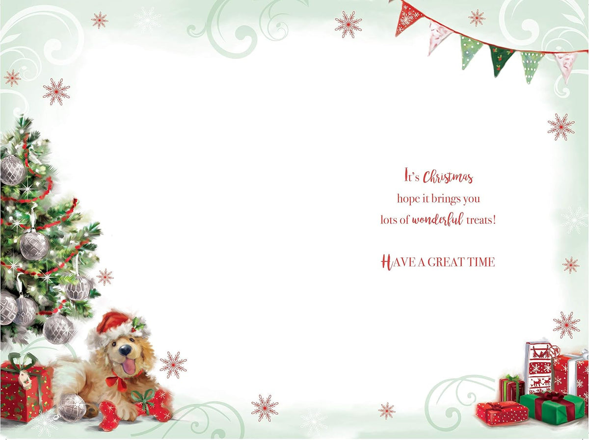 From The Dog Christmas Card Tree Presents Bone & Baubles Design Lovely Verse