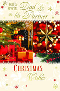 Dad & Partner Christmas Card Tree Gifts Baubles & Star Design  Lovely Verse
