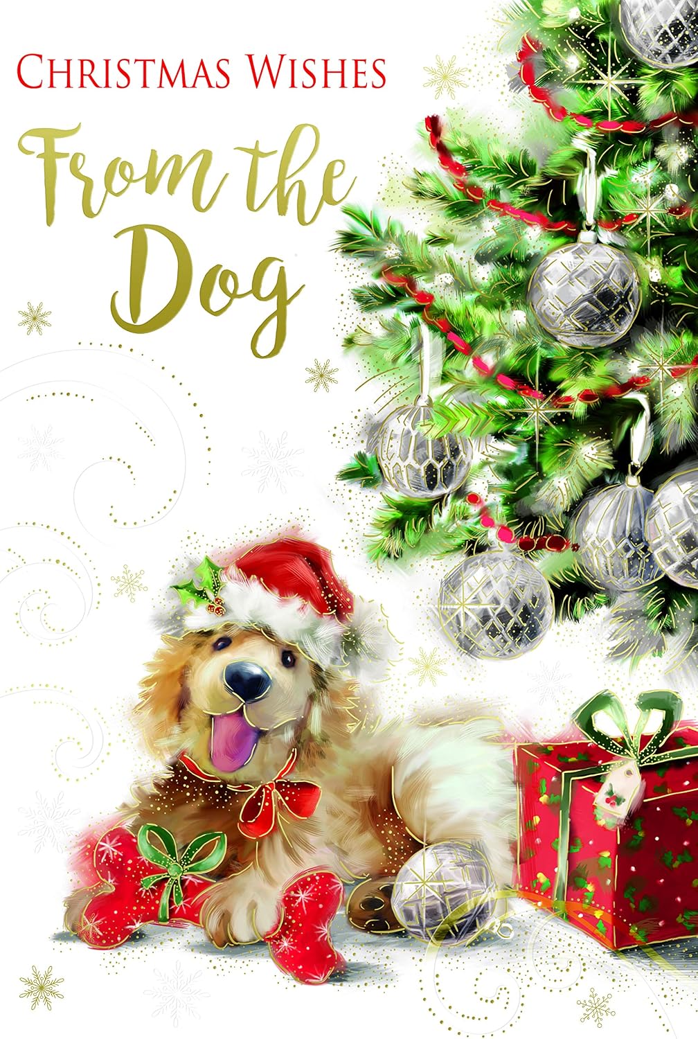 From The Dog Christmas Card Tree Presents Bone & Baubles Design Lovely Verse
