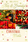 Nan & Grandad Christmas Card Tree Gifts Baubles & Star Design Lovely Verse