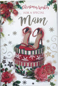 Special Mam Christmas Card Shoes Boxes Flowers & Holly Design Lovely Verse