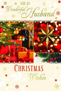 Wonderful Husband Christmas Card Tree Gifts Baubles & Star Design Lovely Verse