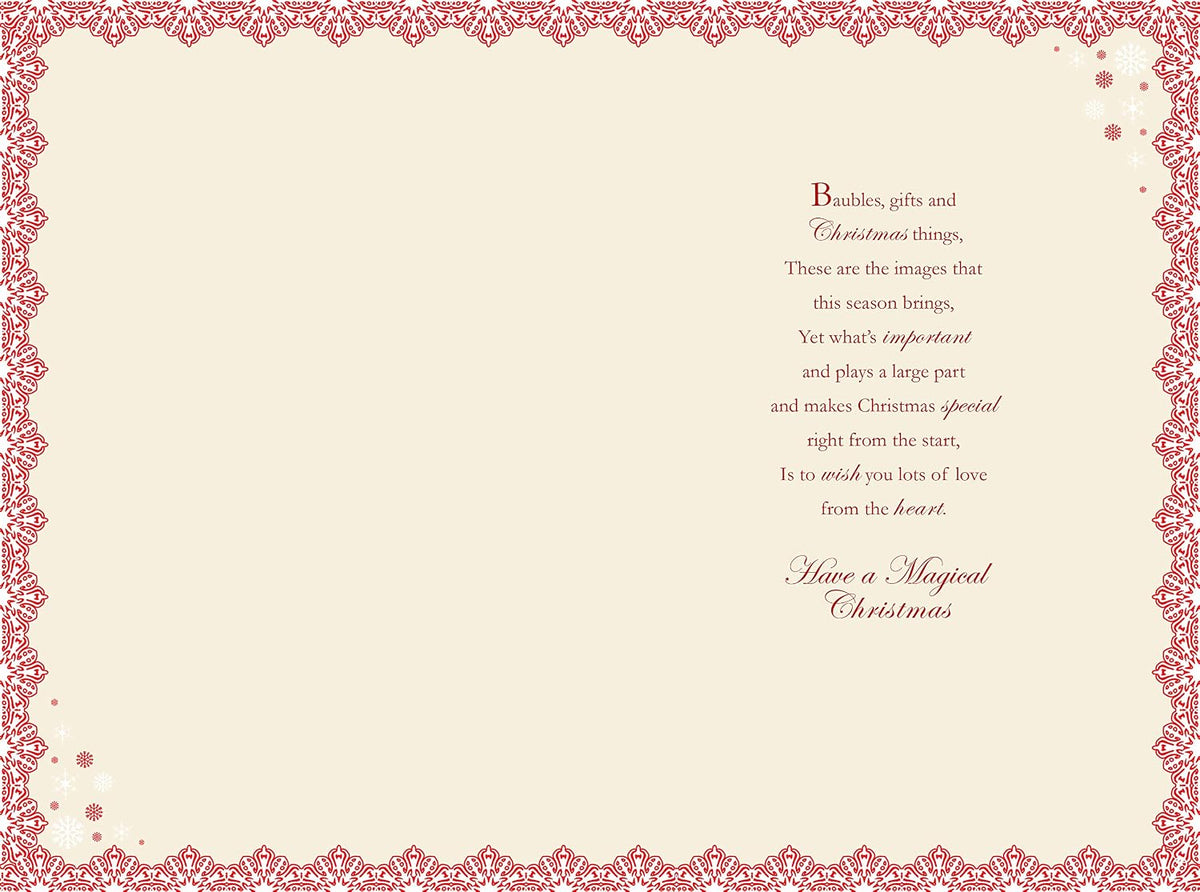 Someone Special Christmas Card Pine Cones Baubles & Gifts Design Lovely Verse