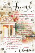 Friend Christmas Card Traditional Lantern Sentimental Words 15x23cm Lovely Verse