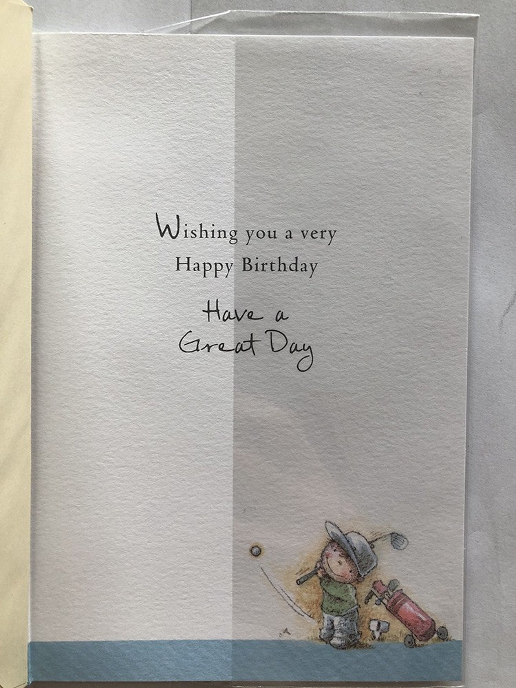 Open Male Happy Birthday Card Golf Swing Bag Tee For You