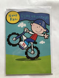Open Male Happy Birthday Card Boy Wheeling A BMX Have Fun Juvenile