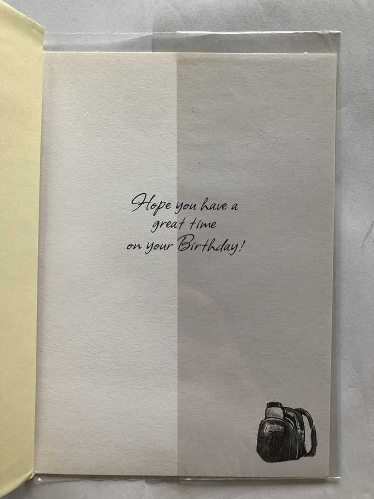 Open Male Happy Birthday Card Cute Bear Surfboard Rucksack Beach