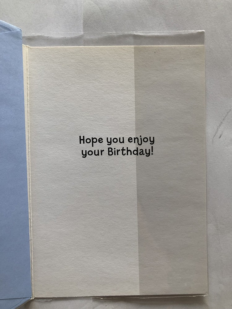 Open Male Happy Birthday Card Blue Giraffe Bright Red Bowtie Juvenile