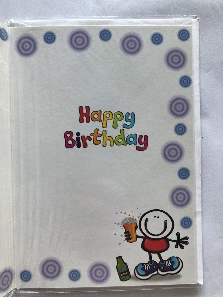 Open Male Happy Birthday Card Beer Glass Stars Birthday Boozer