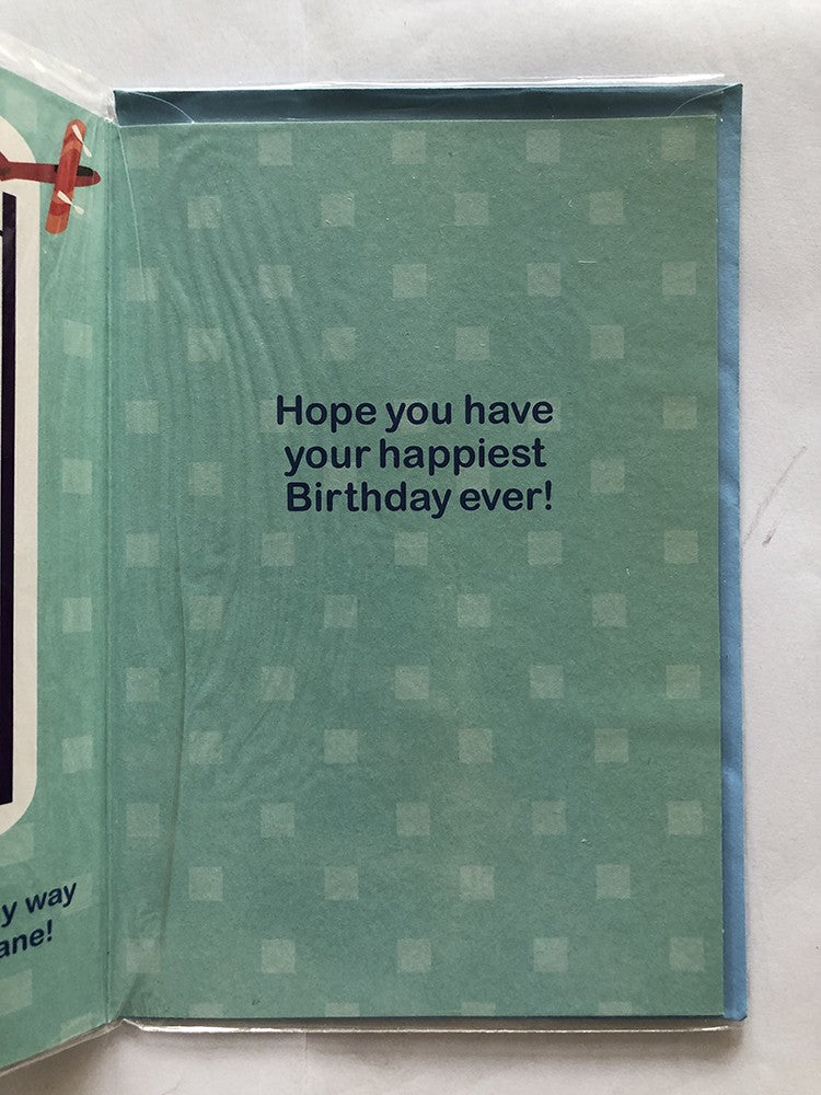 Open Male Happy Birthday Card Just For You Boy Flying Toy Plane