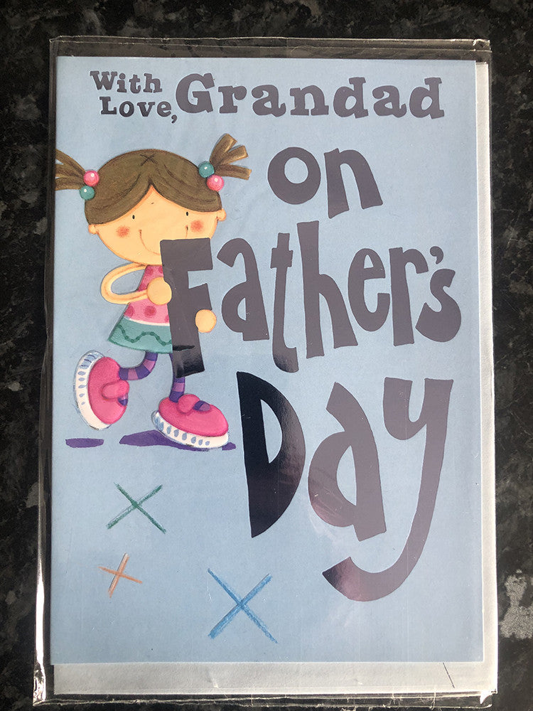 Happy Fathers Day Card Grandad Girl Holding Letter