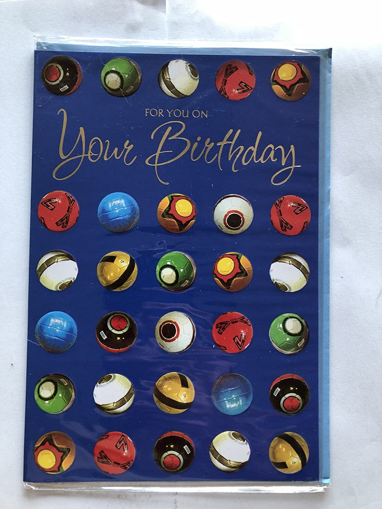 Open Male Happy Birthday Card Various Footballs For You On Your Birthday