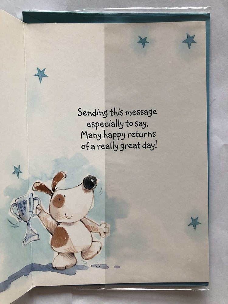 Open Male Happy Birthday Card Cute Dogs Perfect Best Star Great Fantastic
