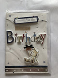 Open Male Happy Birthday Card Cute Bear Holding A Present 3d