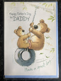 Happy Fathers Day Card Daddy Cute Bears Rope Swing