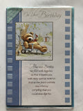 Open Male Happy Birthday Card Cute Bear Relaxing Under A Tree Lounger