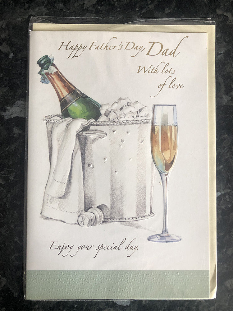 Happy Fathers Day Card Dad Champagne Ice Bucket Flute