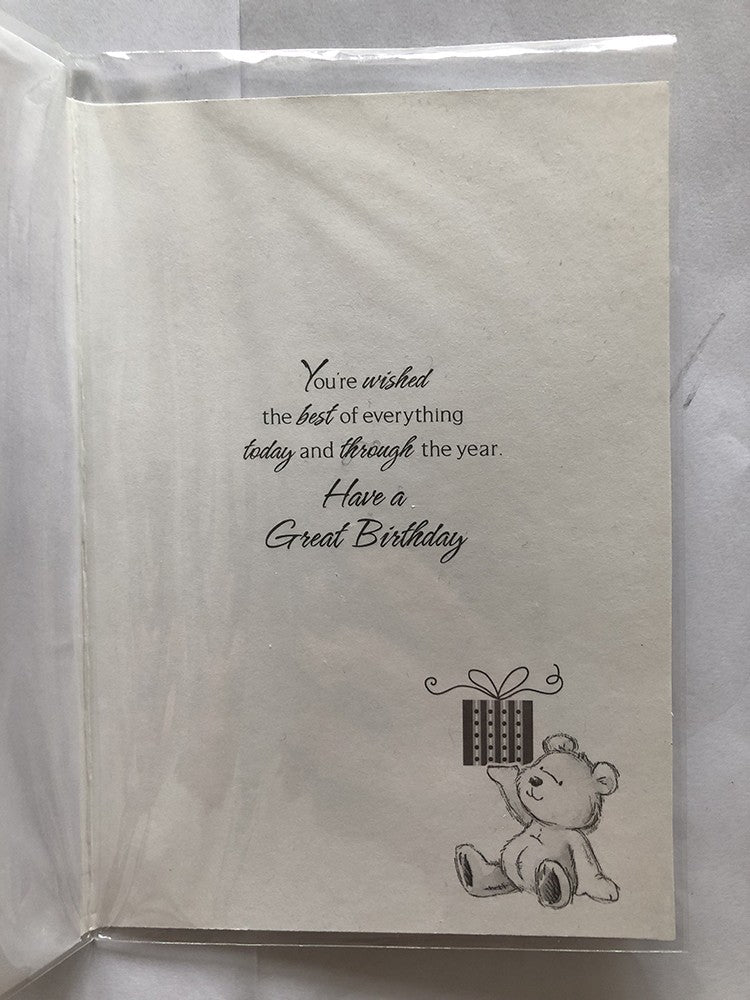 Open Male Happy Birthday Card Cute Bear Holding A Present 3d