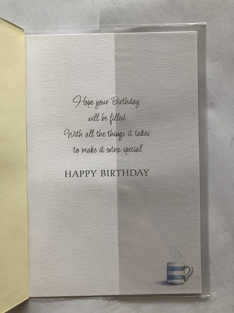Open Male Happy Birthday Card Cute Dog Trying To Wallpaper Tea Coffee Mug