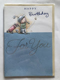 Open Male Happy Birthday Card Golf Swing Bag Tee For You