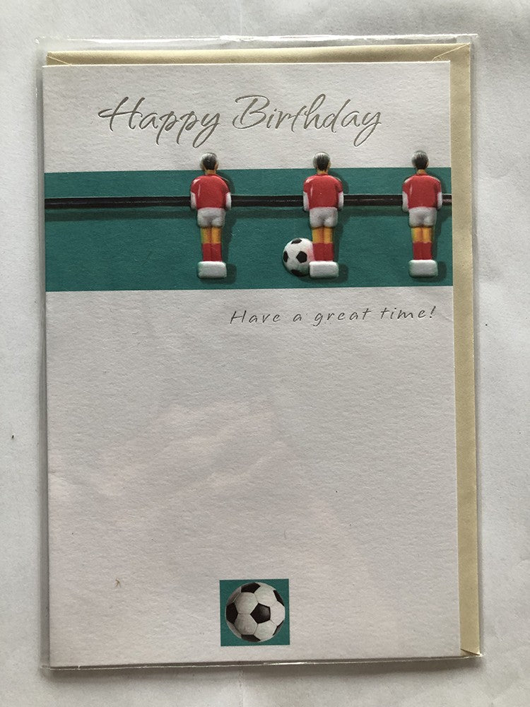 Open Male Happy Birthday Card Table Football Players Have a Great Time
