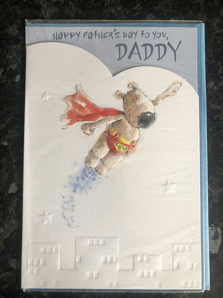 Happy Fathers Day Card Daddy Super Teddy Cape